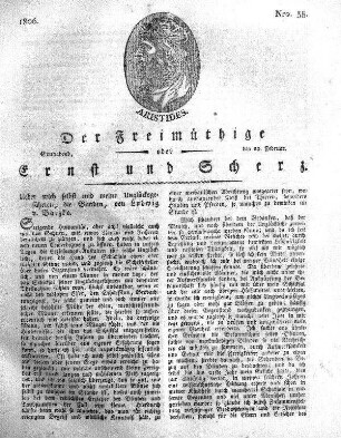 Nro. 38, Sonnabend, den 22. Februar 1806