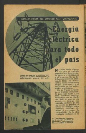 Energía electrica para todo el país : Realizaciones del Segundo Plan Quinquenal