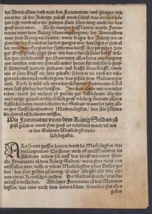 Wie Fortunatus vonn dem Künig Soldan zu gast geladen ...