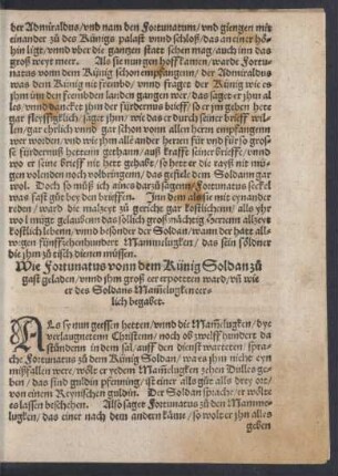 Wie Fortunatus vonn dem Künig Soldan zu gast geladen ...
