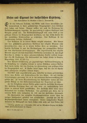 Wesen und Eigenart der katholischen Erziehung