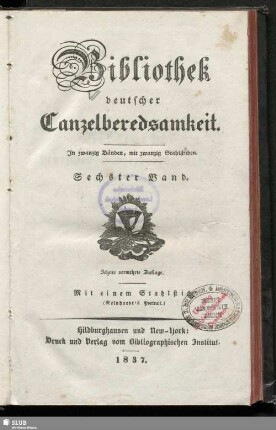 6: Bibliothek deutscher Canzelberedsamkeit : in zwanzig Bänden, mit zwanzig Stahlstichen