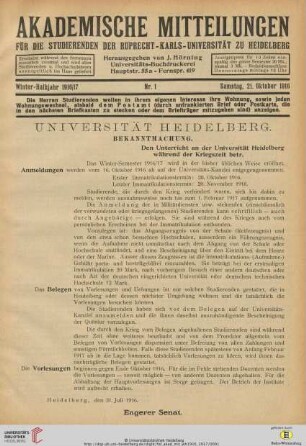 Nr. 1 (21. Oktober 1916)