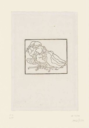 Daphnis und Chloe nach der Abreise der Methymier, aus: Longos, "Daphnis und Chloe", Paris 1937, S. 87