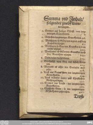 Summa und Inhalt/ folgender zwelff Erinnerungen.