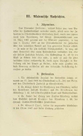III. Akademische Nachrichten