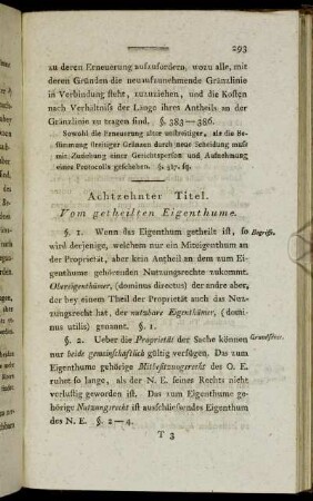 Achtzehnter Titel. Vom getheilten Eigenthume