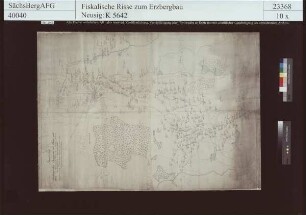 Freiberger Bergwerke, von Anna und Altväter Fundgrube bei Halsbrücke bis Freudenstein Fundgrube im Freiholz hinter Erbisdorf sowie der Verlauf des Alten Tiefen Fürstenstolln und des Thelersberger Stolln