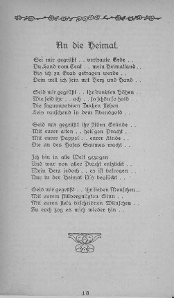 Lied/Gedicht. An die Heimat