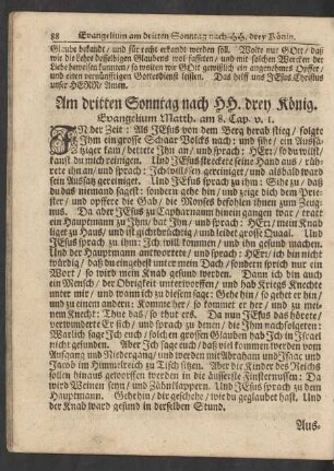 Am dritten Sonntag HH. drey König. Evangelium Matth. am 8. Cap. v. 1.