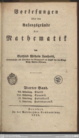 4: Vorlesungen über die Anfangsgründe der Mathematik