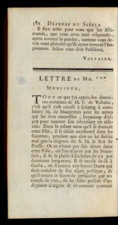 Lettre De Mr. ***