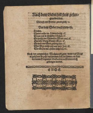 Nach dem Gebet soll stets gesungen werden.