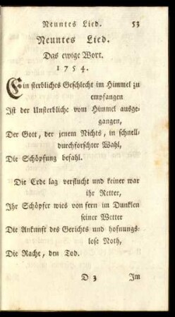Neuntes Lied. Das ewige Wort. 1754