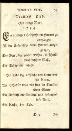 Neuntes Lied. Das ewige Wort. 1754