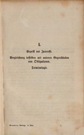 Beiträge zum Obligationenrecht, 2. Zur Lehre von dem Interesse