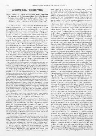 203-205 [Rezension] Jonge, Marinus de, Jewish eschatology, early christian christology and the testaments of the twelve patriarchs