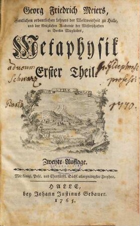 Georg Friedrich Meiers ... Metaphysik, 1/2
