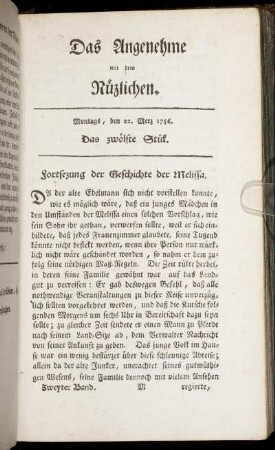 Das zwölfte Stück. Montags, den 22. Merz 1756.