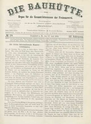 No. 29. Frankfurt a. M., den 17. Juli 1909. 52. Jahrgang.