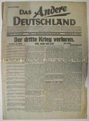 Pazifistische Wochenzeitung "Das Andere Deutschland"
