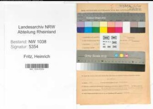 Entnazifizierung Heinrich Fritz , geb. 28.07.1913 (Finanzamtsangestellter)
