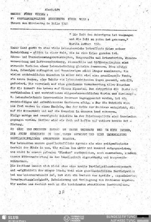 Umkehr führt weiter - wo gesellschaftliche Erneuerung nötig wird : Thesen zum Kirchentag in Halle 1988