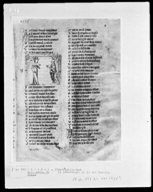 Le pélerinage de la vie humaine — Königin und Mönch, Folio 3recto