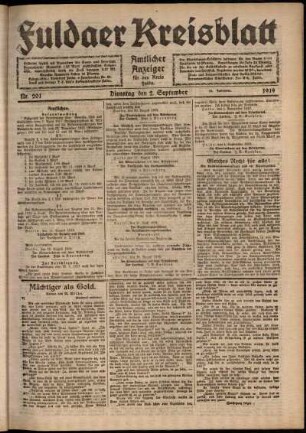 Ausgabe vom Dienstag, den 02. September 1919.