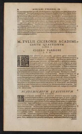 M. Tullii Ciceronis Academicarum Quastionum Liber I.
