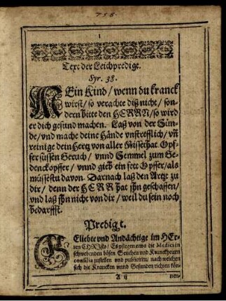 Text der Leichpredigt. Syr. 38.