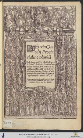 Decreta Concilij Prouincialis Coloniensis.