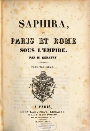 Saphira, ou Paris et Rome sous l'empire. 3