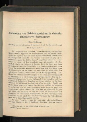 Bestimmung von Molekualrgewichten in siedender konzentrierter Schwefelsäure.