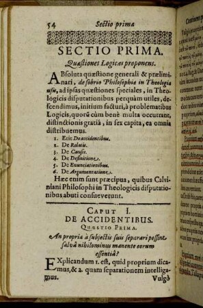 Sectio Prima. Quæstiones Logicas proponens.