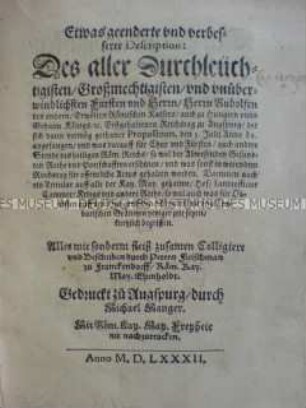 Beschreibung des Reichstags zu Augsburg 1582