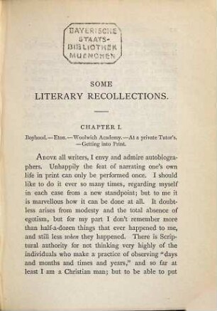Some literary recollections