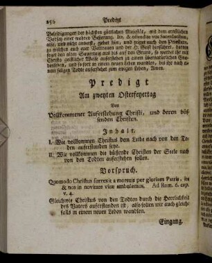 Predigt Am zweyten Osterfeyertag