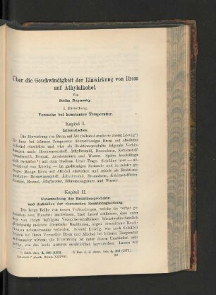 Über die Geschwindigkeit der Einwirkung von Brom auf Äthylalkohol.