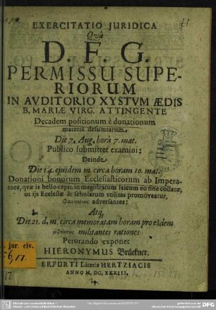 Exercitatio de donationibus