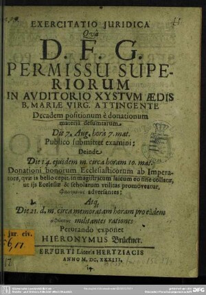Exercitatio de donationibus