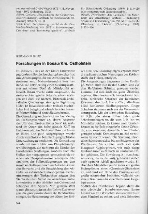 Forschungen in Bosau/Krs. Ostholstein