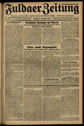 Erste Ausgabe vom Sonntag, den 06. Dezember 1931.