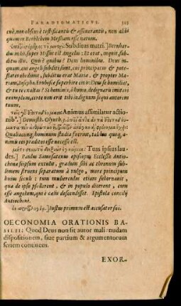 Oeconomia Orationis Basilii