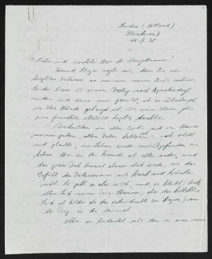 Brief von Rudolf Kayser an Gerhart Hauptmann