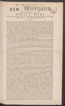 53. Beschreibung der 310 Mordthaten, welche durch den Räuber und Mörder Eduard Rache verübt worden sind, ...