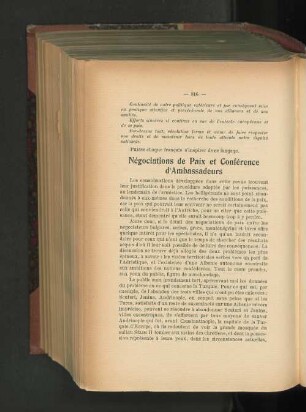 Négociations de Paix et Conférence d'Ambassadeurs.