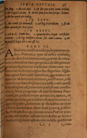 Clarissimorvm Et Praestantissimorvm Ivrisconsvltorvm, Tam Veterum quam recentium, varij vtilißimi, et diu multumq[ue] desiderati Tractatus: Partim de Iuris studio recte instituendo, partim etiam de vtriusq[ue] Pontificij et Caesarei Iuris, oeconomia. ..., 2. ... Liber Secundus : De Libris Ivris Civilis in genere, Ex Prologomenis Matthei Vvesembecij ad Paratitla in Pandectas Iuris Ciuilis
