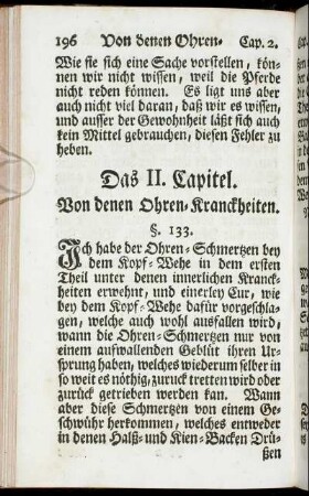 Das II. Capitel. Von denen Ohren-Kranckheiten.