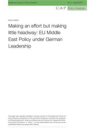 Making an effort but making little headway : EU Middle East policy under German leadership